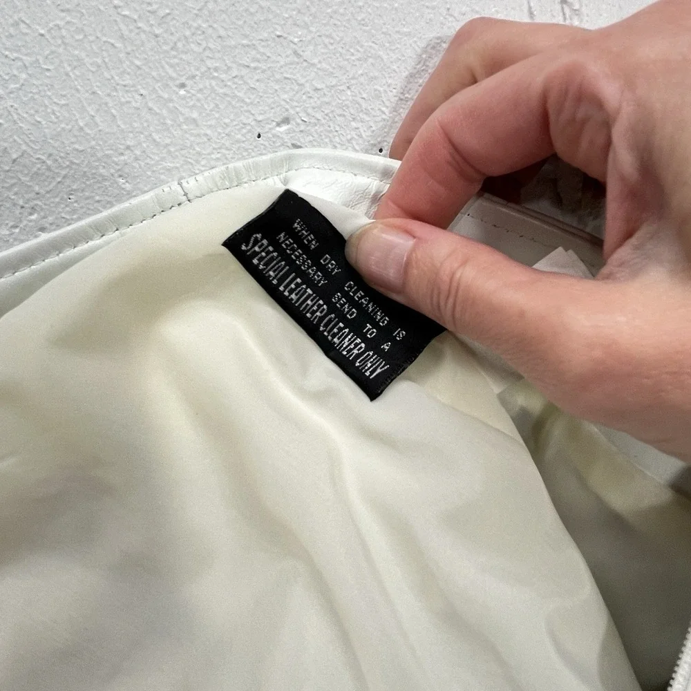 Byrnes‎ Baker Womens Size 8 White 100% Leather Pencil Skirt VTG